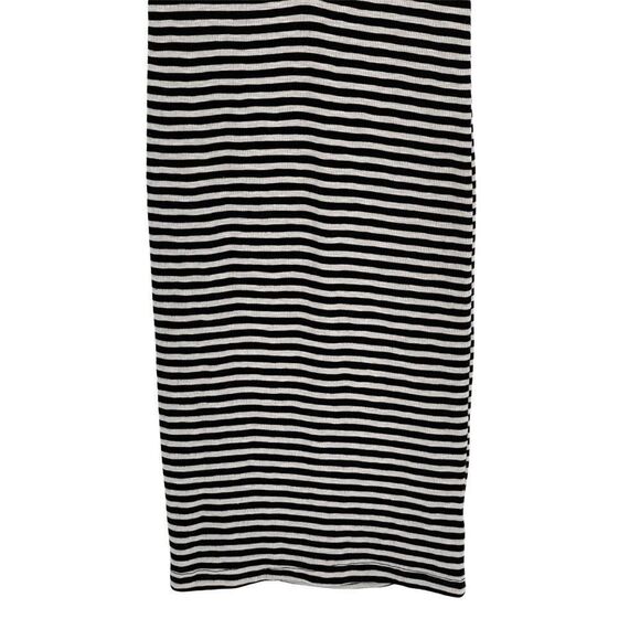 Olivaceous Stripe Bodycon Mini Dress Stretch Soft Button Front Black White Small - Picture 4 of 10